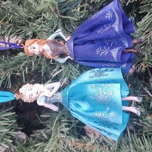 2014 Sketchbook Frozen Queen Elsa & Princess Anna Christmas Ornaments Very Rare